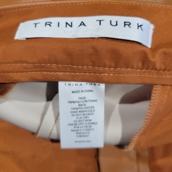 Trina turk size m vegan leather nutmeg colored cuffed pants - Picture 6 of 7